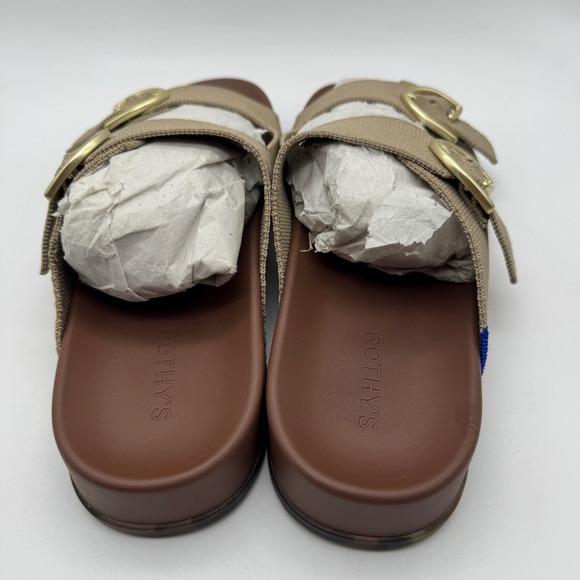 Rothy's Women's Buckle Sandal Slides Size 10.5 US Neutral Tan‎ Brown - Picture 4 of 6